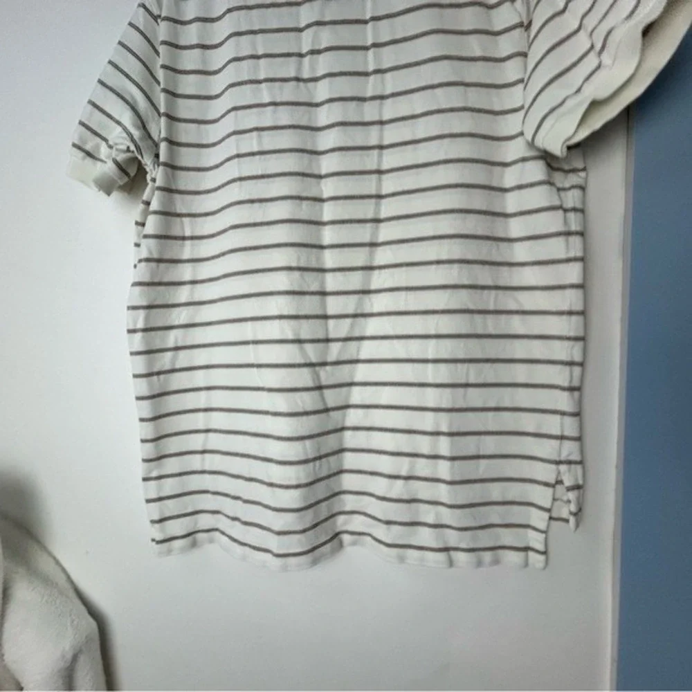 Polo by Ralph Lauren White & Brown Stripes Polo Shirt‎ Green Pony Logo Men Large